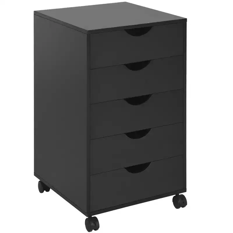 HOMCOM 5 Drawer Office Cabinet Storage Organizer Cabinet with Nordic Minimalist Modern Style & Wheels