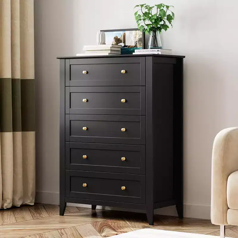 5-Drawer Tall Wooden Dresser with Deep Storage – Bedroom & Entryway