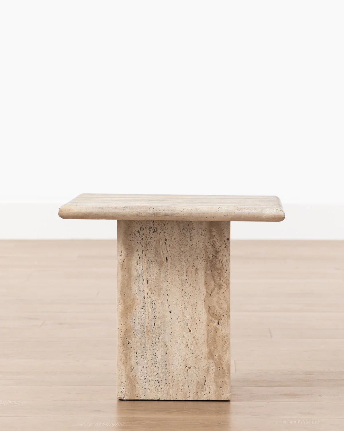 Organic Travertine Stone Side Table with Natural Texture for Living Room