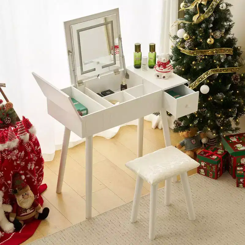 White Dressing Table Set With Led