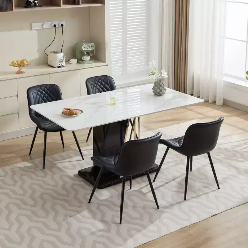 CLIHOME Set of 2 Dining Chairs, Mid Century Modern Kitchen Chair Comfortable Upholstered Faux Leather Dinner Chairs