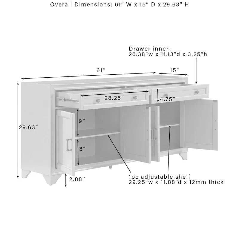 3-piece Sideboard and Pantry Set - 15x108.5x67.75