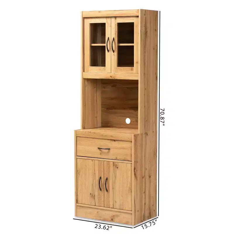 Wood Kitchen Cabinet and Hutch Oak Brown