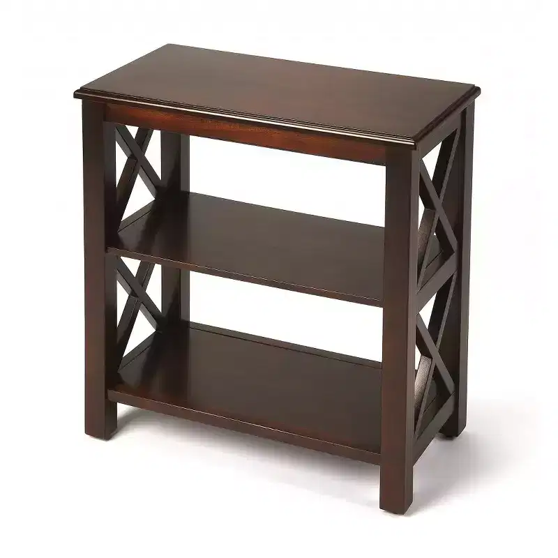 HomeRoots 25 Dark Brown Two Tier Standard Bookcase