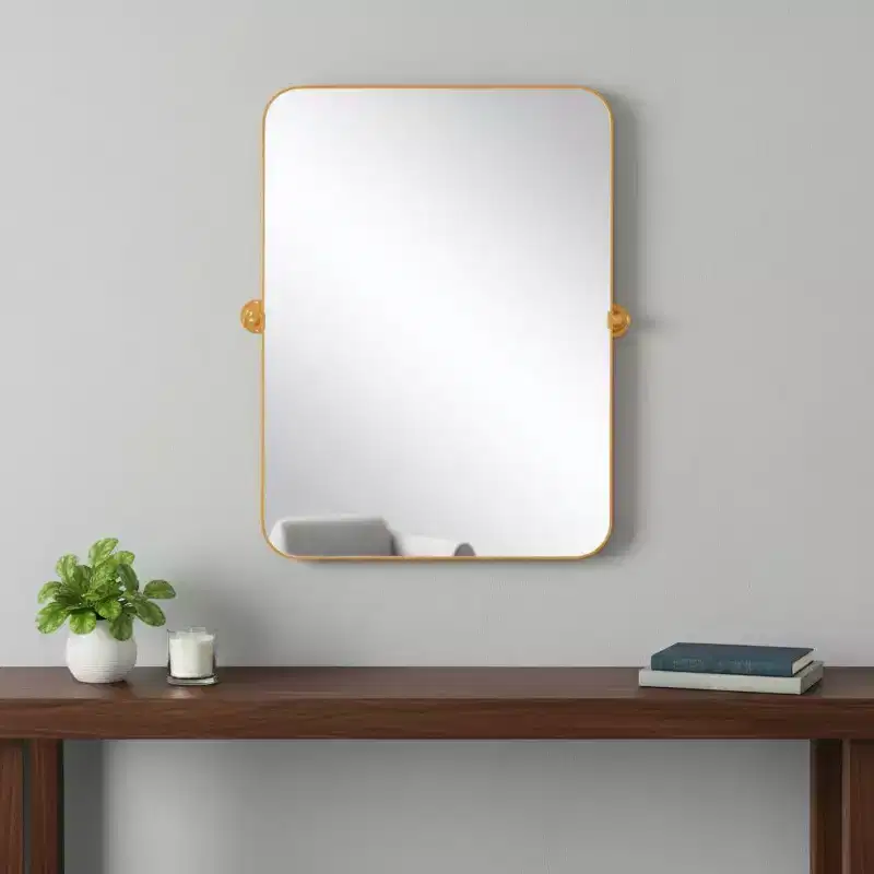 HomeRoots 36 Gold Metal Tilting Framed Accent Mirror