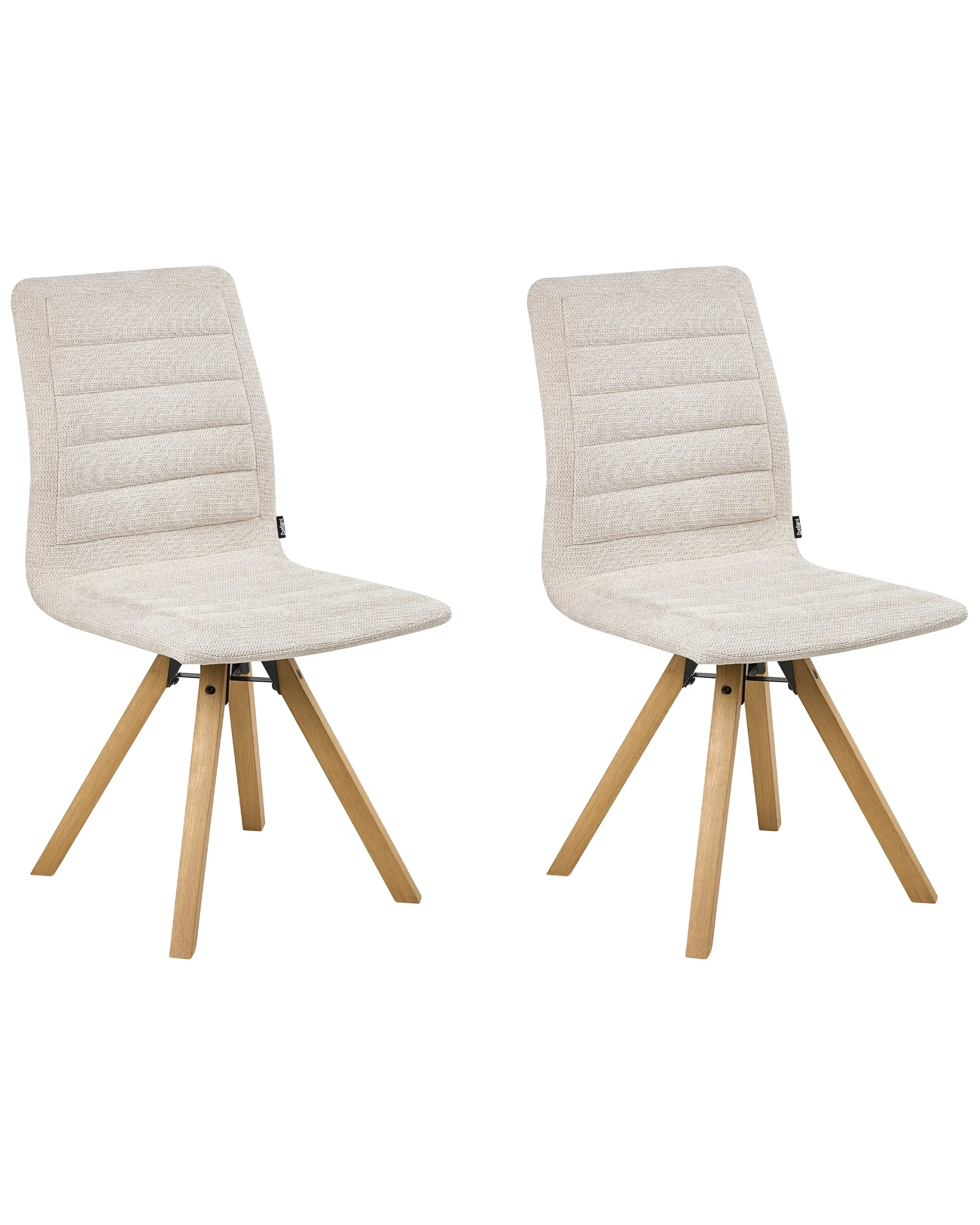 Set di 2 sedie da pranzo Tessuto Beige chiaro con braccioli