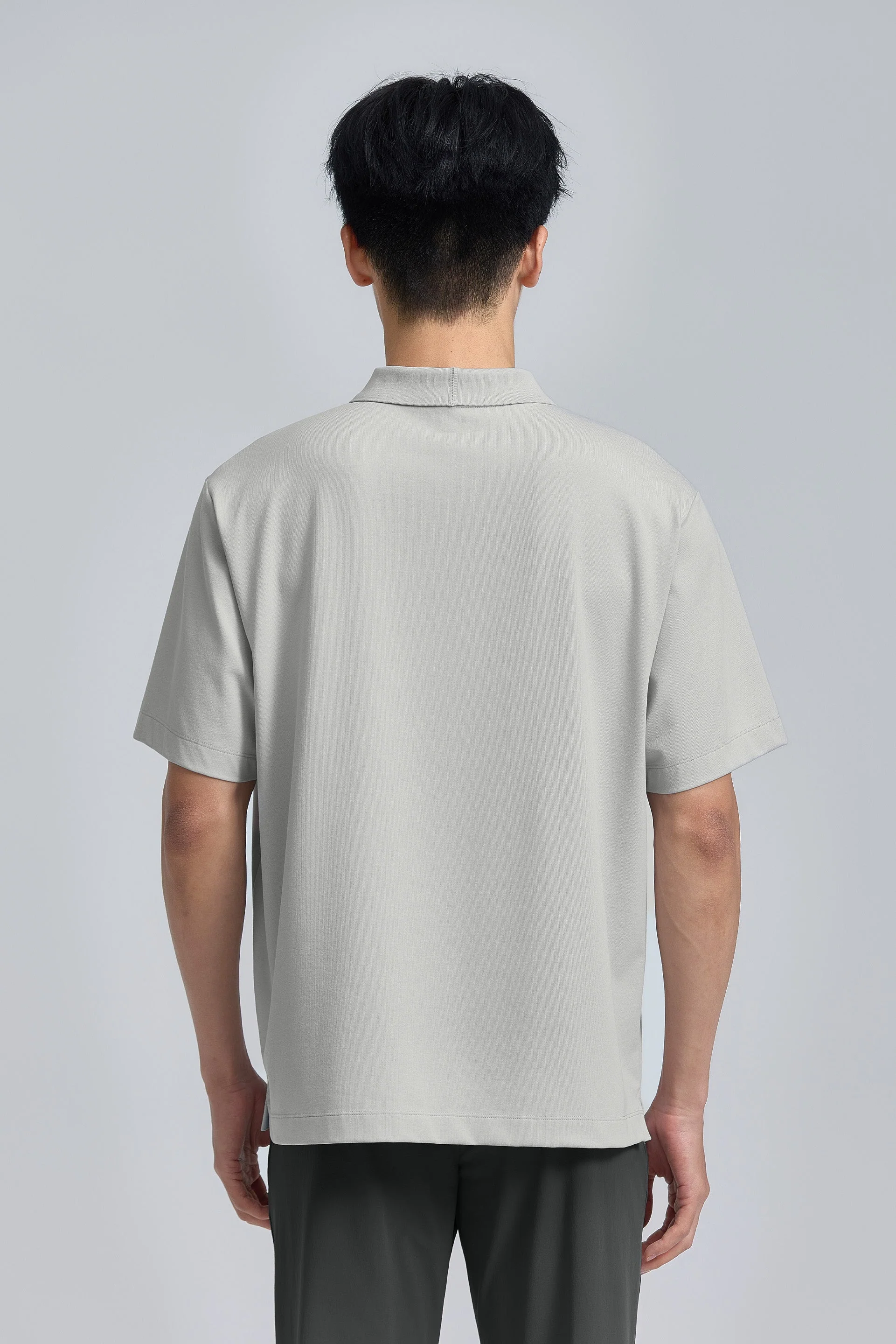 Zip-Up Polo – Grey