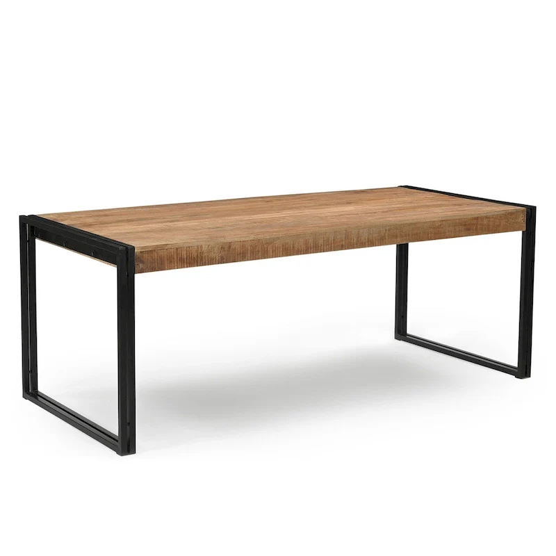 Handmade Reclaimed Mango Wood Dining Table with Iron Legs – India