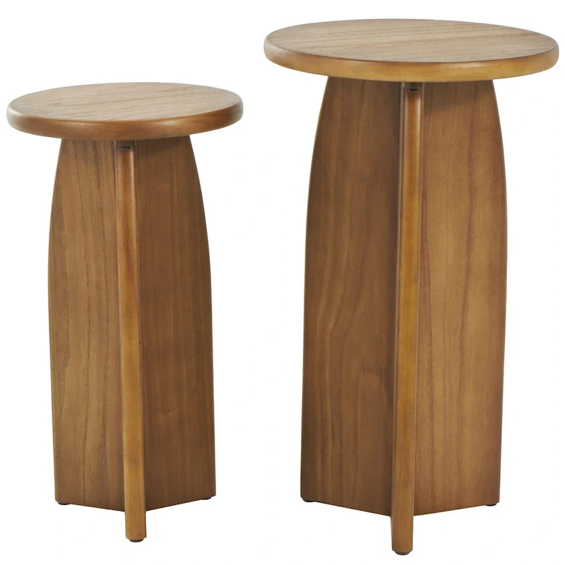 Wooden-base side table - two-piece set, black or brown -