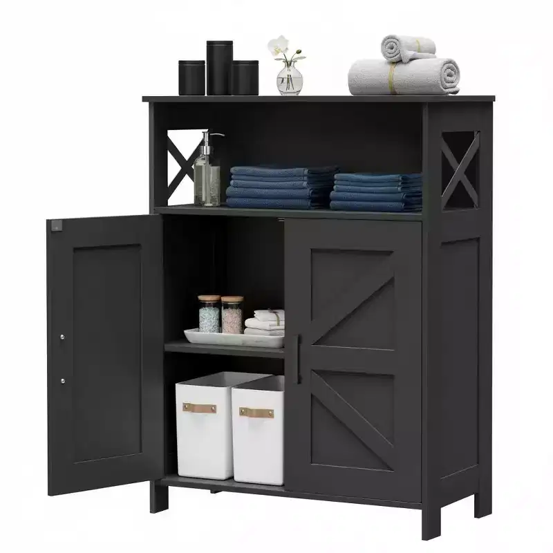 Dcolora Farmhouse Bathroom Cabinet with 2 Doors & Adjustable Shelves