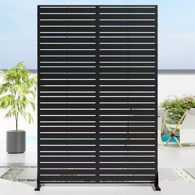 72 H47W Dovelina Arched-Top Brown Outdoor Metal Galvanized Privacy Screen Garden Fence