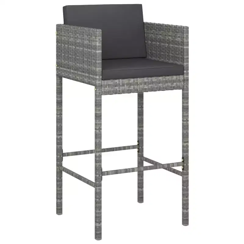 vidaXL Bar Stool Set of 4 Poly Rattan, Powder-Coated Steel