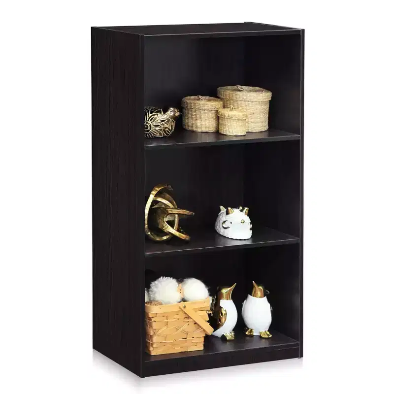 Furinno Basic 3 Cube Storage Bookcase Shelves for Any Space Needing Organization,Dark Walnut