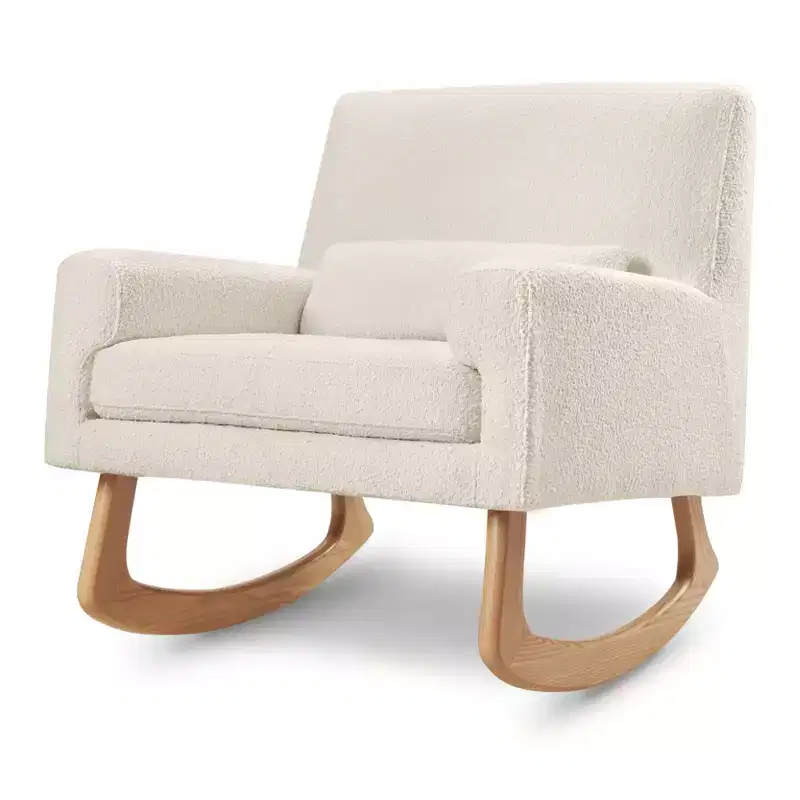 Boucle Rocker Chair with Ash Wood Legs