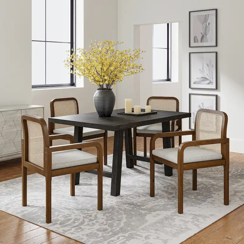 Antoine Modern Ratten Back Dining Chair with Removable Cushion by HULALA HOME
