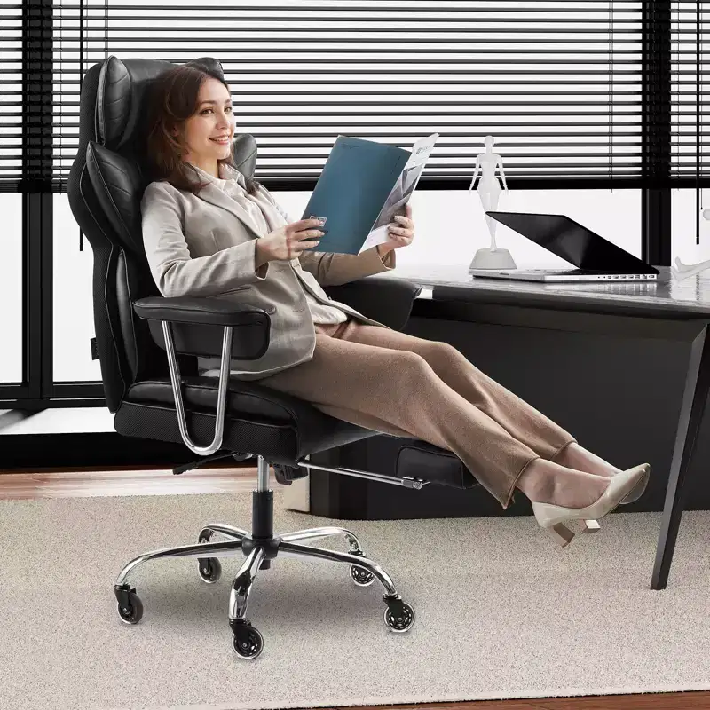 Heavy Duty Executive Office Chair 400 lb Capacity with Footrest and Lumbar Support