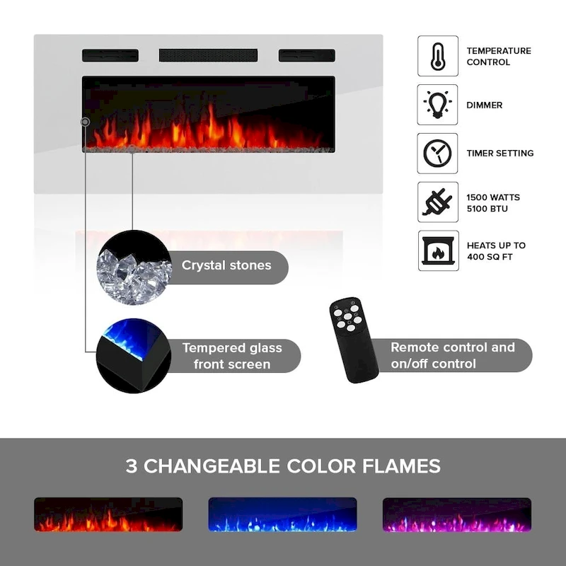 Komi WH03 63-inch Modern Electric Fireplace Sideboard