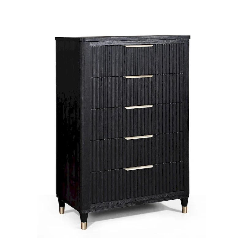 Shelby 4 Piece Black Panel Upholstered Bedroom Set
