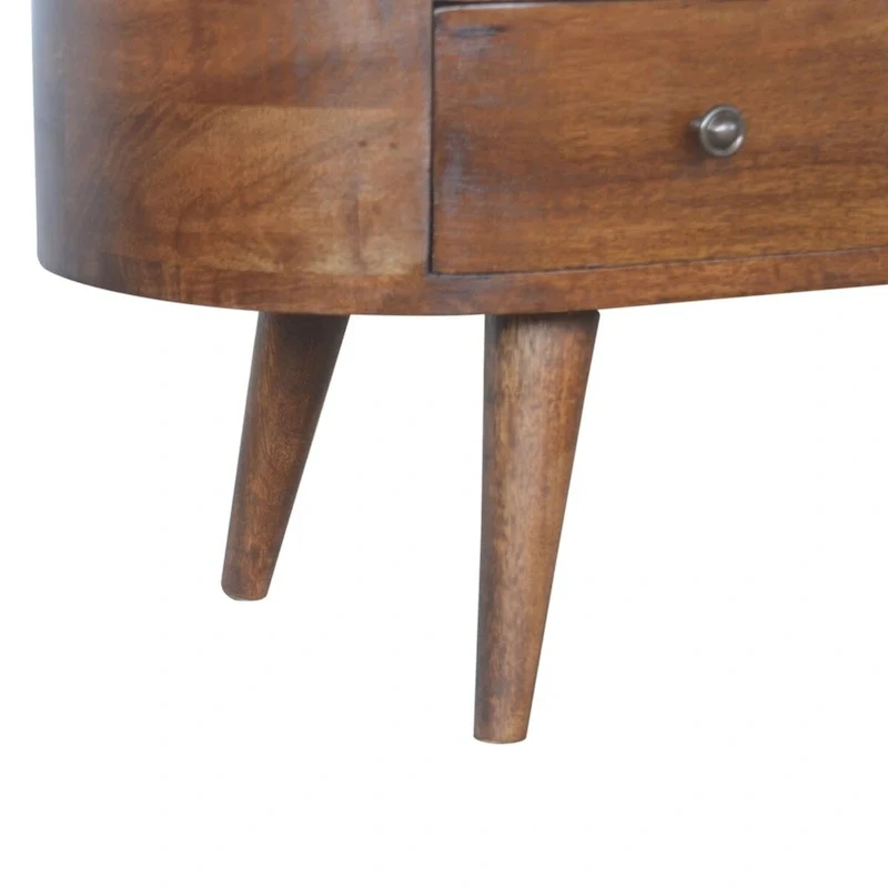 Solid Mango Wood Entertainment Unit with Rounded Edges and 4 Drawers