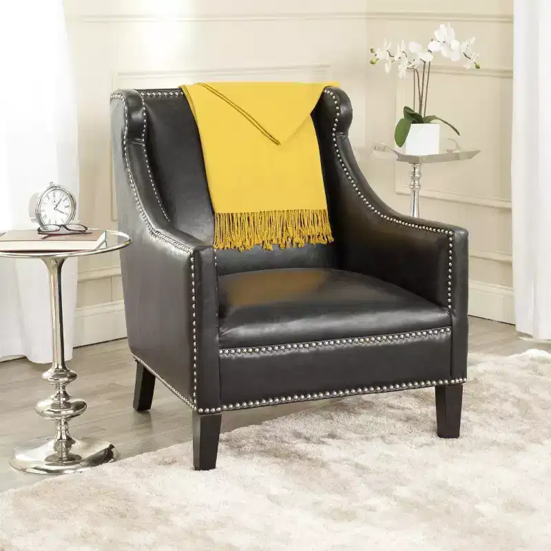 Mckinley Club Chair - MCR4735 - Antique Black - Safavieh Couture