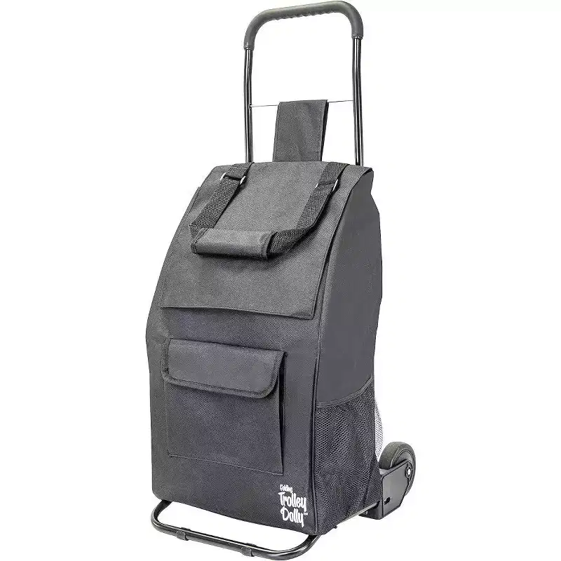 dbest products Trolley Dolly Compact Foldable Shopping Cart for Groceries with Wheels, Removable Bag And Rolling Personal Tote Handtruck Standard