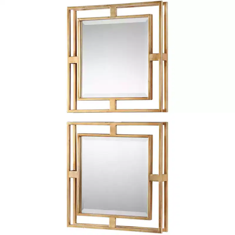 Uttermost Allick Antiqued Gold Leaf 18 Square Wall Mirror Set of 2