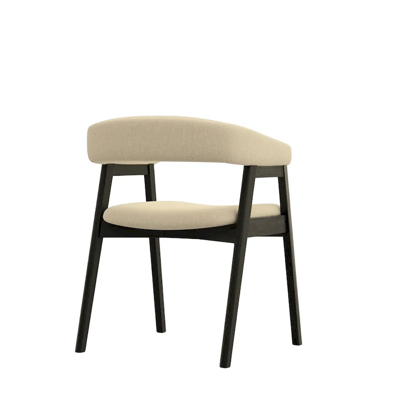 Curved Back Upholstered Dining Chairs, Set of 2