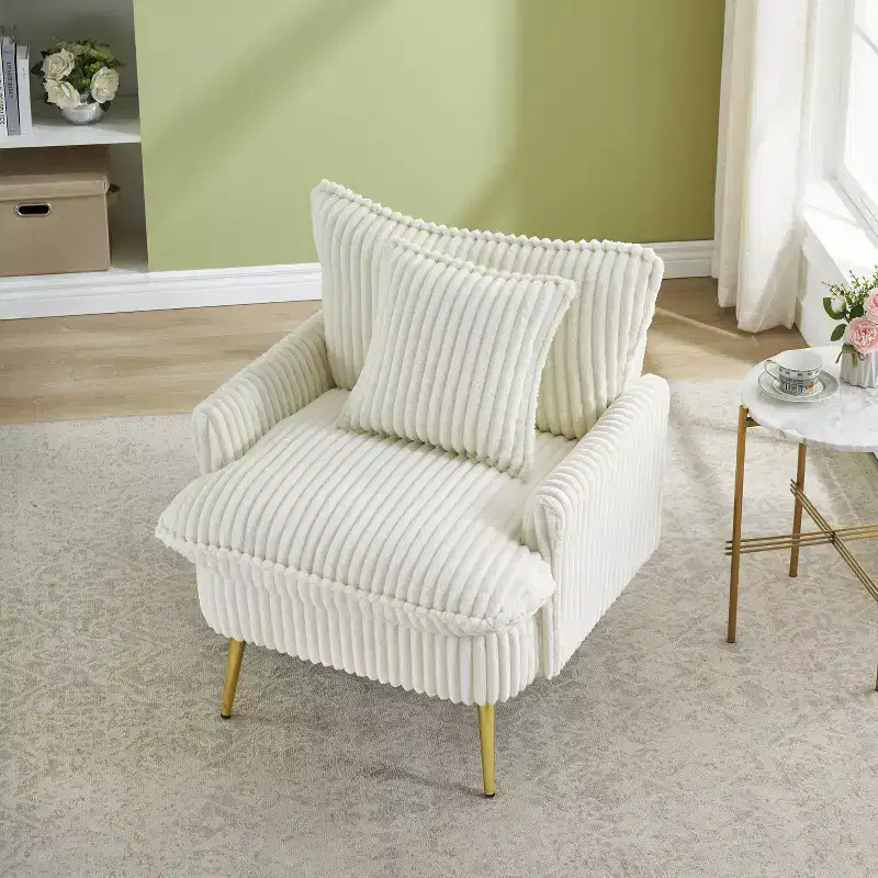 Barrel Accent Chair with Golden Legs