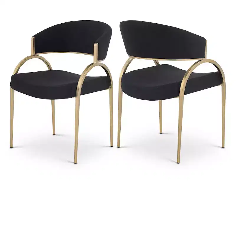 Meridian Furniture,Privet Linen Textured Fabric Dining Chair, Set of 2