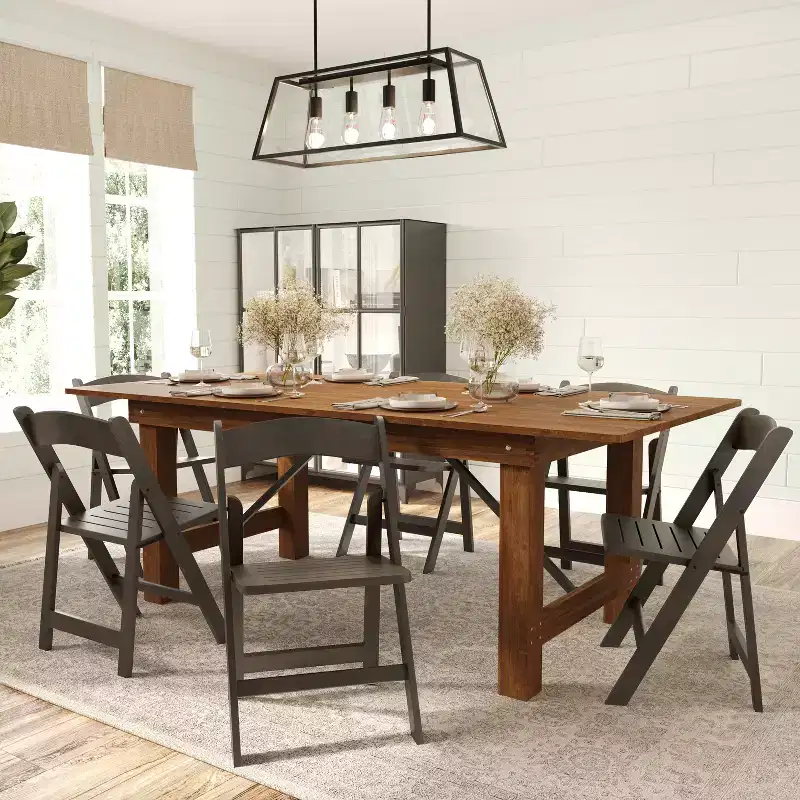 Merrick Lane Set of 4 Solid Wood Dining Chairs with Foldable Design and Elegant Finish