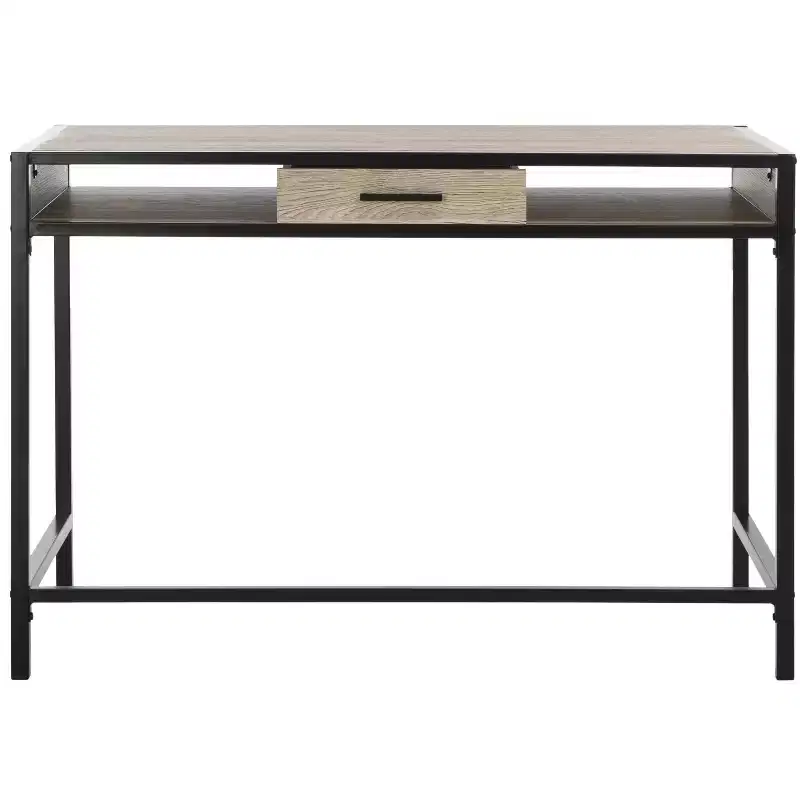 Alan 1 Drawer 1 Shelf Desk - DSK2205 - Rustic Brown/Black - Safavieh