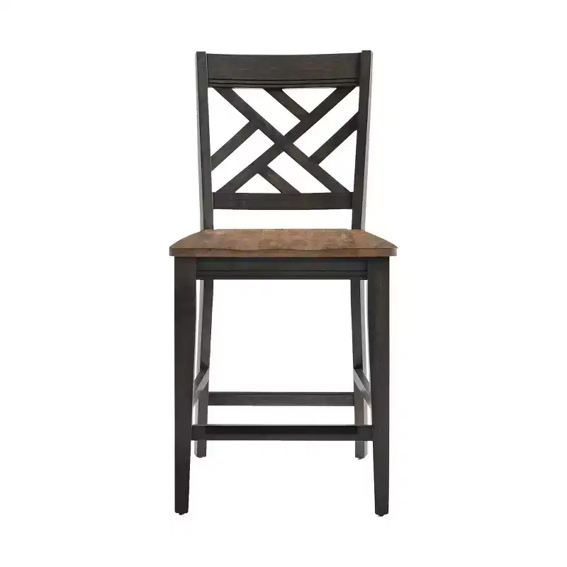 Set of 2 24 Harper Lattice Back Counter Height Barstools Brushed Brown/Pecan - Intercon