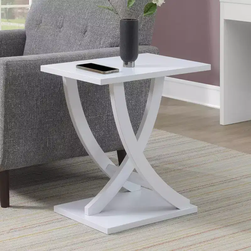 Criss-Cross Chairside End Table - White