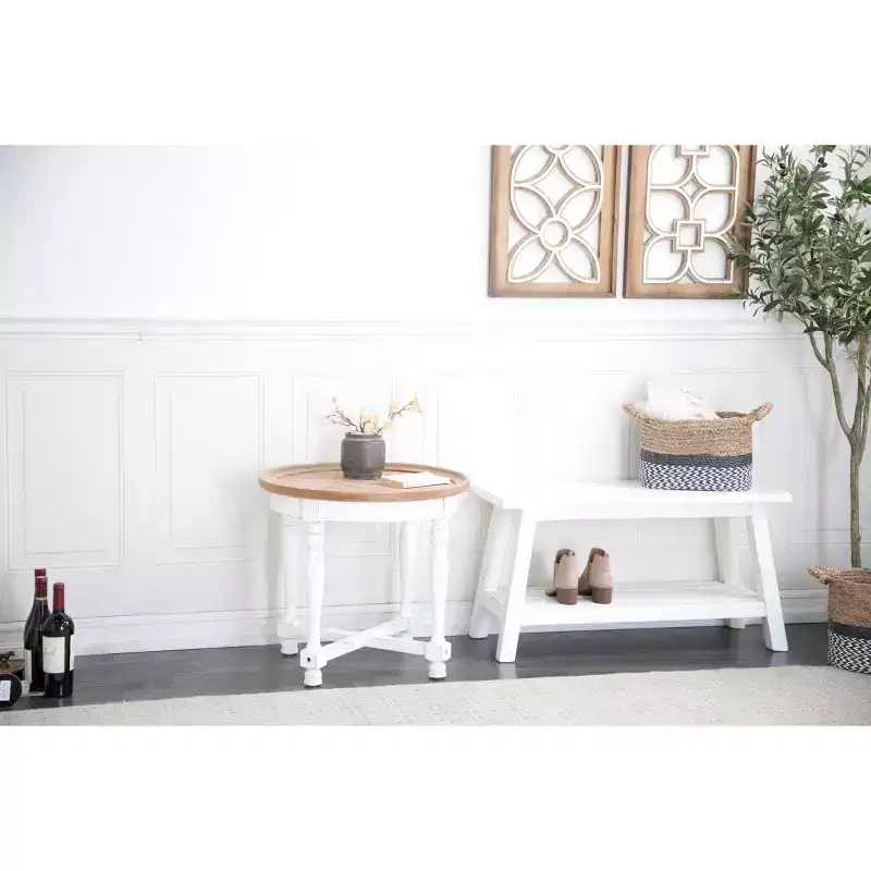 Country Cottage Wood Accent Table White