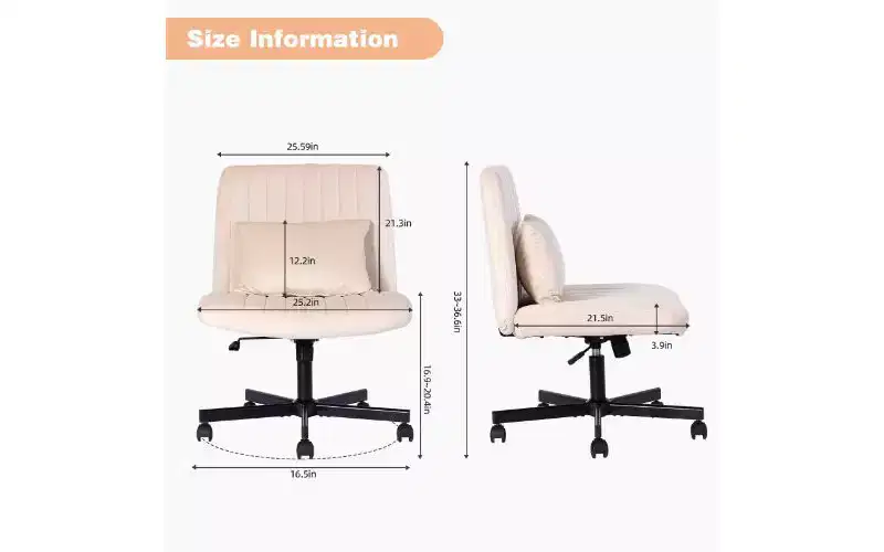 Modern Linen Swivel Criss Cross Chair, Ergonomic Office Chair, Height Adjustable Home Office Desk Chair, Versatile Armless Chair with Wheels