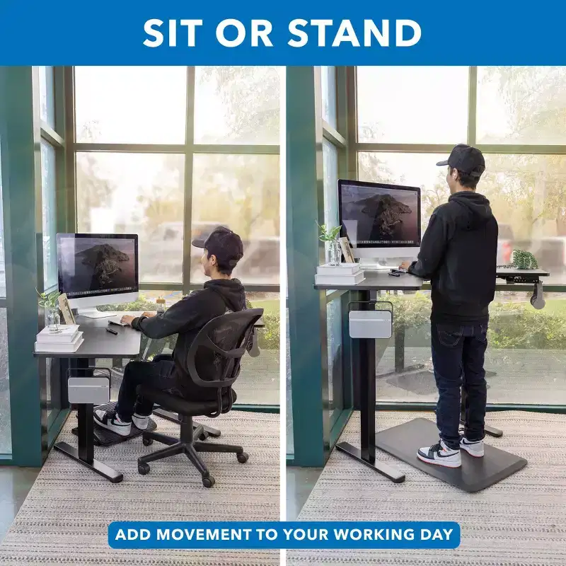 Mount-It! Electric Height Adjustable Desk for Corners, Automatic Standing Desk with Smooth Ergonomic Height Adjustment from 28.3 to 47.2