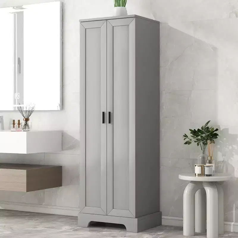 Freestanding Bathroom Tall Cabinet – 2 Doors, 4 Shelves, Linen Tower