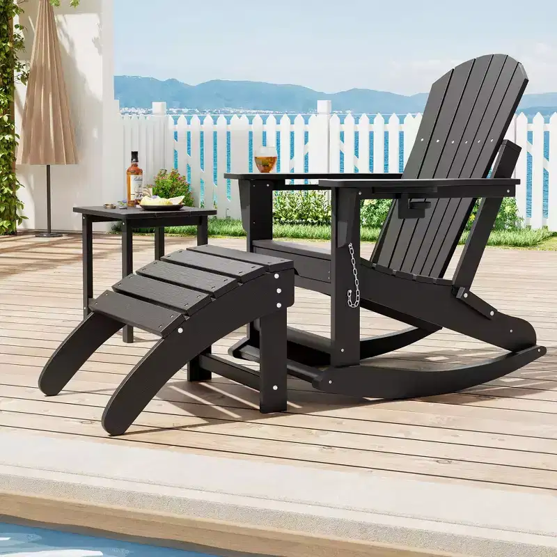 Weather-resistant high-density polyethylene (HDPE) Adirondack chair footstool  Outdoor patio footstool  Waterproof, easy to clean, sturdy
