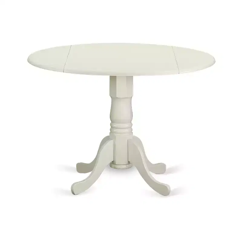 HomeStock Round Dining Table Set Linen White Parson Chairs Modern