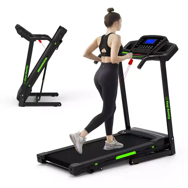 Folding Treadmill with Incline & App - Electric Running Machine for Home, Handrail Speed Controls & Built-In Pulse Monitor, Compact Design