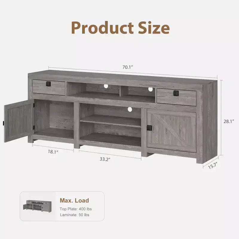 TV Stand for Tv Up to 80 Inches, Farmhouse Entertainment Center with Storage Drawer, Television Consoles Stands for Living Room, Bedroom