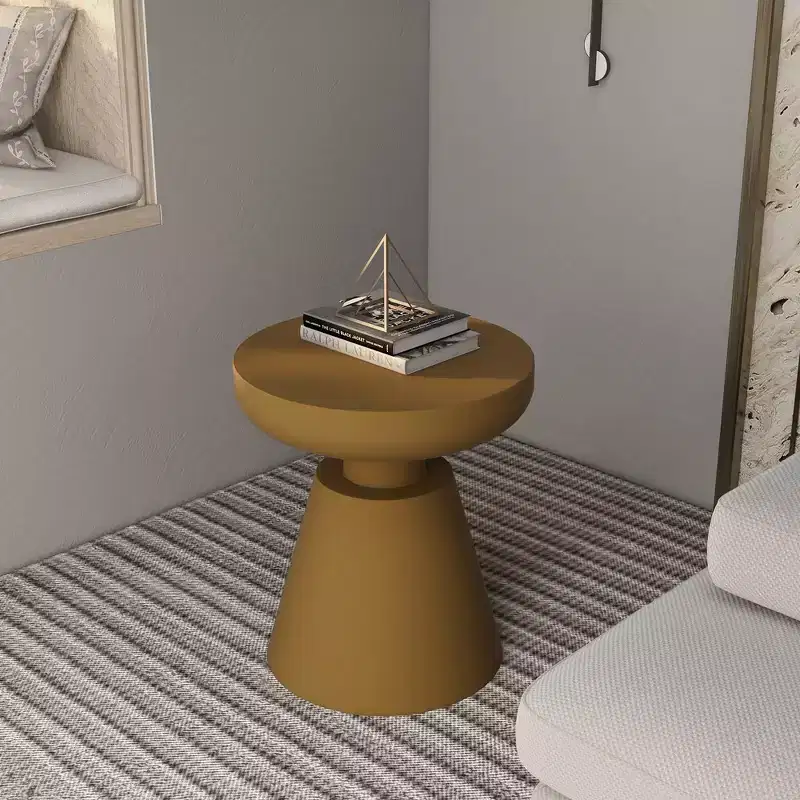 Isle Modern Pedestal End Table - Round Fiberstone Accent Table
