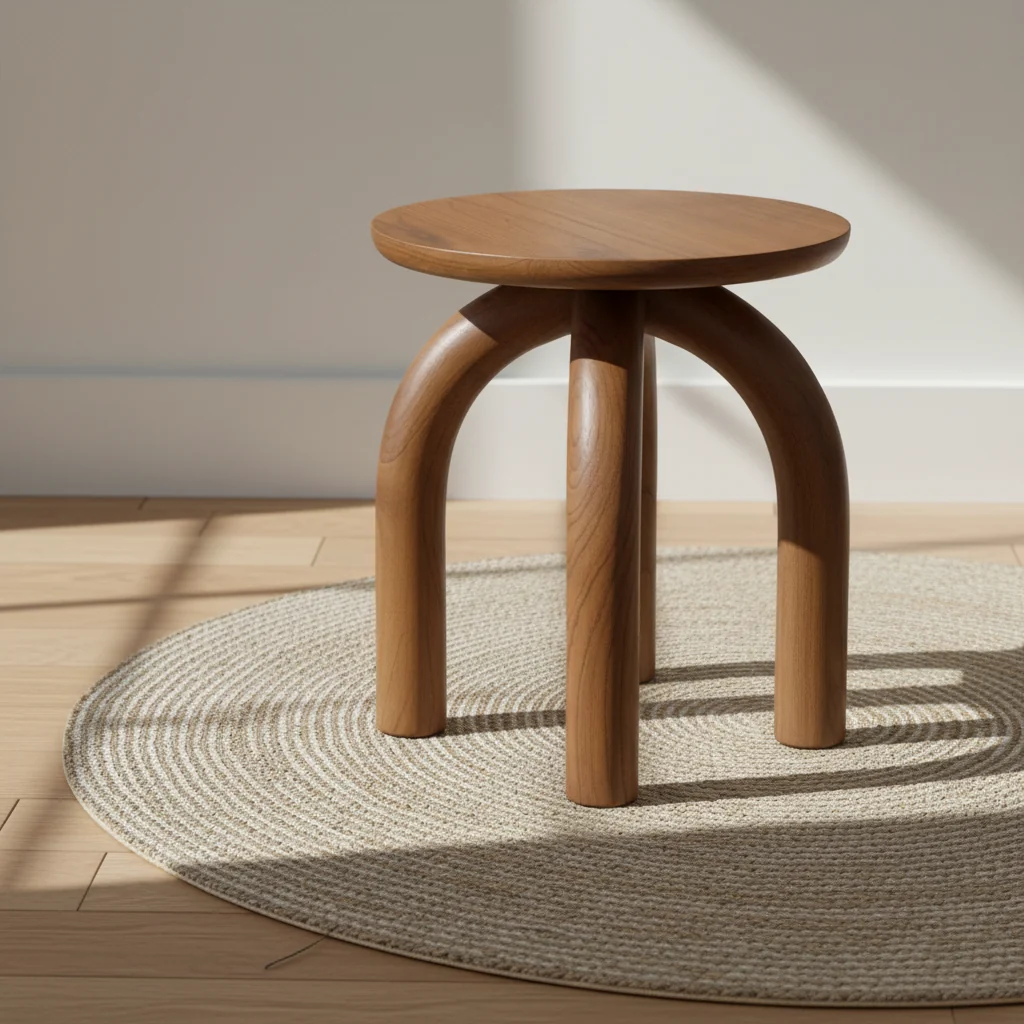 Rustic Solid Wood Round Side Table with Natural Finish for Living & Bedrooms