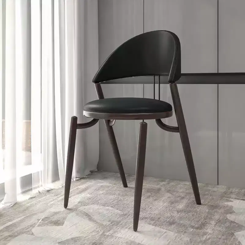 LeisureMod Venice Modern Leather Dining Chair, Open Back Upholstered Accent Side Chair, Metal Legs, Perfect for Mid-Century Dining Room, No Assembly