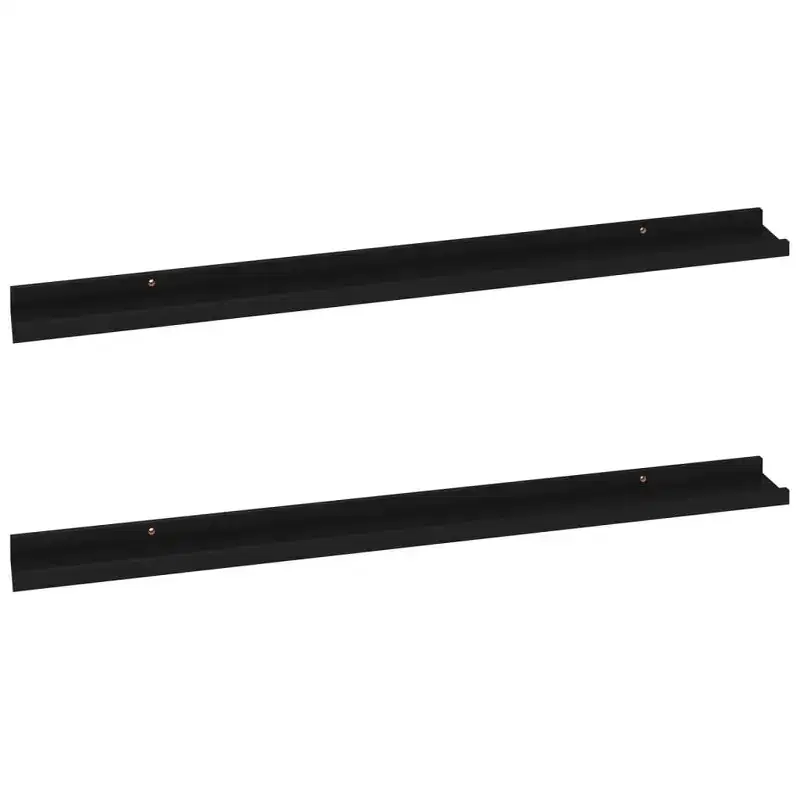 Wall Shelf Set of 2 Black MDF 39.4x3.5x1.2 in Wall mounting