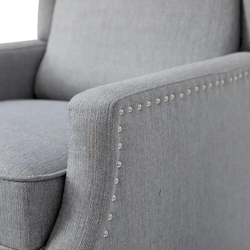 Push Back Wing Back Pocket Spring Recliner with Side Accent Nail Trim