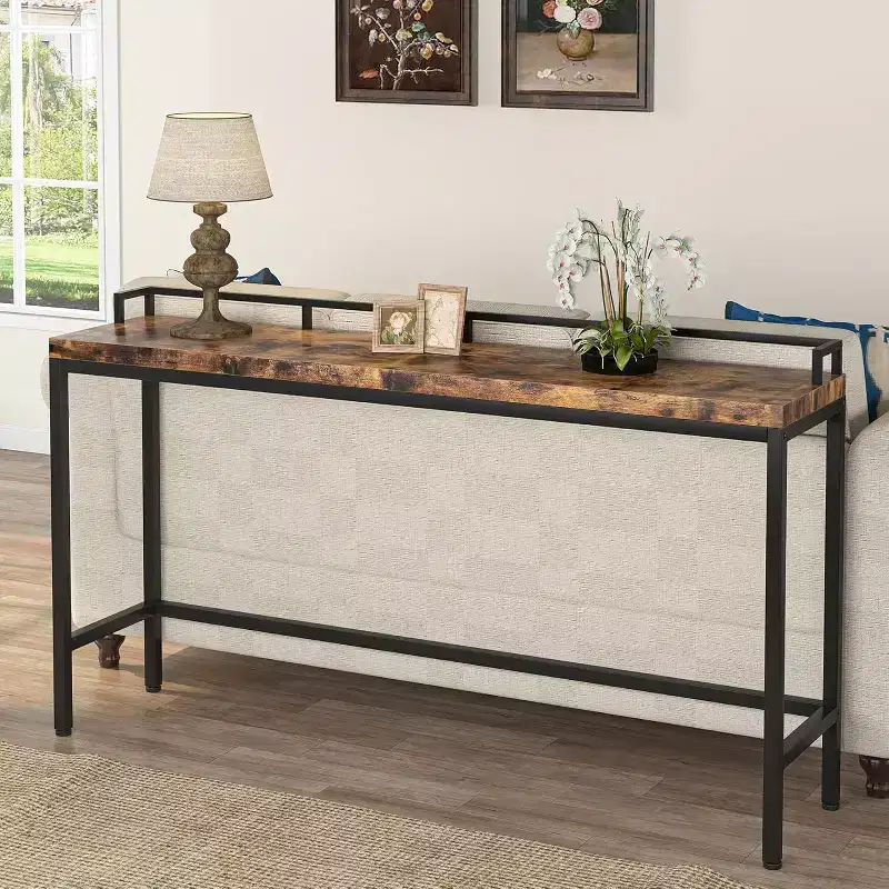 Lantine 70.9 Inch Extra Long Sofa Table, Narrow Console Table Behind Couch, Rustic Industrial Entryway Skinny Hallway Table for Living Room
