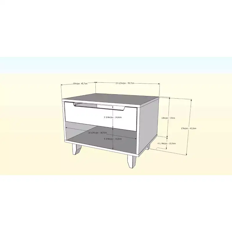 Open Shelf 1 Drawer Nightstand