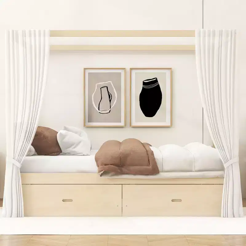 Callahan Wooden Canopy Bed with Storage Drawers