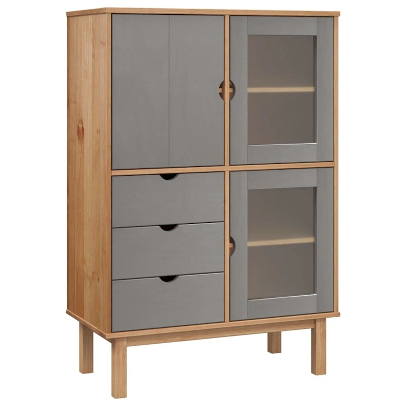 vidaXL Highboard OTTA 33.5x16.9x49.2 Solid Wood Pine - 33.5 x 16.9 x 49.2